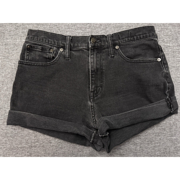 Madewell Pants - MADEWELL Rolled Denim Shorts High Rise Black Charcoal Gray Washed Size 27